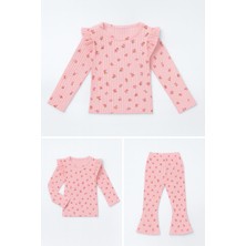 Perendi Kız Çocuk Fırfır Kol Çilekli Fitilli Takım