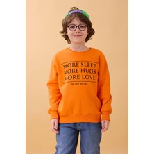 Perendi Unisex Çocuk Bisiklet Yaka Baskı Detaylı Içi Polarlı Sweatshirt