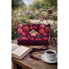 Talking Dreams Mor Frida Çiçek Desenli Uzun Saplı Clutch