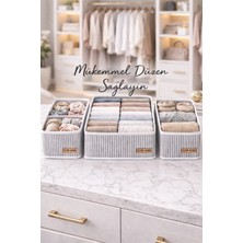 Flow Home 4’lü Dolap Içi Organizer Seti Kumaş Çekmece Düzenleyici Eşarp Çorap Iç Çamaşırı Kozmetik Kutusu