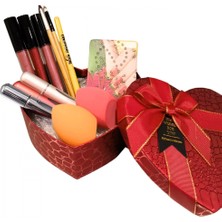 MiraLive Kalp Kutuda Makyaj | Parfüm Şişesi | Makyaj Aynası Hediye Kutusu