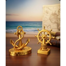 Premium Gold Çapa & Dümen Masa Üstü Tasarım Aksesuar