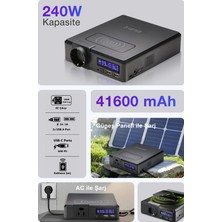 Kensa 240W Taşınabilir Güç Istasyonu 41600 Mah Kablosuz Şarjlı Solar Destekli Hızlı Şarj 154WH Kapasiteli