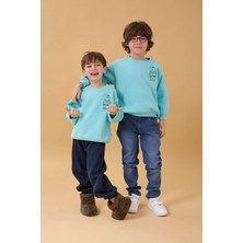 Perendi Erkek Çocuk Bisiklet Yaka Ayı Baskılı Sweatshirt