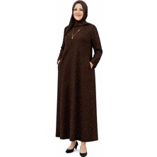 SFG Life Moda Kadın Bisiklet Yaka Full Kristal Iki Iplik Battal Tesettür Elbise