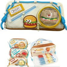 Limmy Kalem Kutusu Sevimli Yumuşak Geniş Kapasiteli Iki Bölmeli Kalemlik - Hamburger