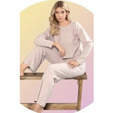 Dowry Kaşkorse Uzun Kol Pijama Takımı Kışlık Vizon