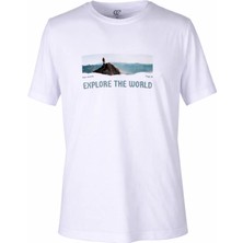 Trender 26Y595000002 Beyaz Erkek T-Shirt Explore The World Baskılı