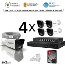 Karer 4'lü Ip-Poeli-5mp-Sesli -Gece Renkli- Su Geçirmez- Full Hd-1tb-Güvenlik Kamera Seti