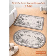 Aşkana Sihirli Paspas 2’li Set 57,5X38 Cm, Su Emici, Kaymaz Tabanlı, Banyo,duş,mutfak,lavabo,balkon Kapısı Paspası – Gri-Beyaz,betterlife