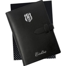 Beşiktaş Lisanslı Deri Kaplama 96 Yapraklı 13X21CM Ölçülü 6 Halkalı Iç Cepli Tarihsiz A5 Ajanda Hediye Kutulu