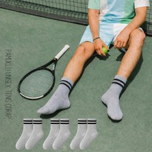 Kral Socks  Erkek Kadın (3 Çift) Çizgili Kolej Tenis Çorabı Pamuklu Terletmez Çorap