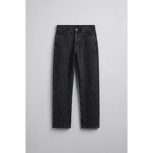 Abluka Online Erkek Desenli Baggy Fit Jean Siyah