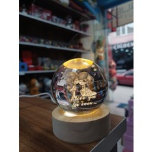 BLC Boutique Sevgililer Günü Hediyesi 3D Cam Küre Işıklı Romantik Gece Lambası
