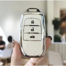 Toyota Yaris Anahtar Kılıfı Beyaz-Gümüş Aksesuar