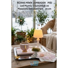 Mus3D Nüans Minik Lambader | Pilli LED Mumlu | Sunumluk ve Masaüstü Dekoratif Işık | 14 cm