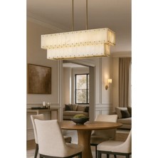 Ronisu Aydınlatma Aurea Yemek Masası Mermer Avize Yüksek Tavan Uyumlu Lüks Avize Ra-Avz- 8719-60-43