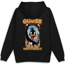 Overoz Daffy Duck Sırt Baskılı Kapüşonlu Yarı Oversize Unisex Sweatshirt Hoodie 1393