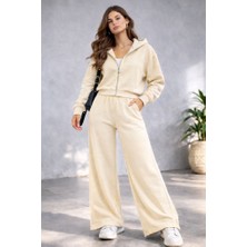 CGA Kadın Kapşonlu Fermuarlı Takım Kapşonlu Fermuarlı Palazzo Eşofmanlı Selanik Takım