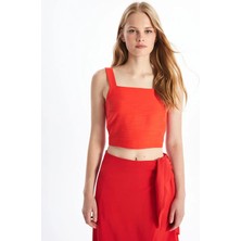 Lc Waikiki Yeni Sezon Kare Yaka Düz Askılı Kadın Crop