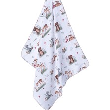 Gülünce Baby Geyik Desenli Tek Kat Müslin Battaniye – 1 Ay / 6 Ay / 12 Ay Unisex Bebek Müslin Battaniyesi