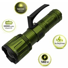 Badem10 Şarjlı El Feneri 140W 14000 Lümen 32000MAH Uzun Menzilli Güçlü Aydınlatma LED El Feneri