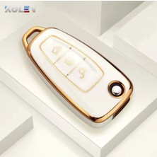 Ford Focus Fiesta Tourneo Courier Transit Mondeo Kuga C-Max Anahtar Kılıfı Beyaz-Gold