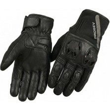 Ebakbak Motosiklet Eldiveni Deri Full Koruma %100 Leder Motorcu Eldiven Black