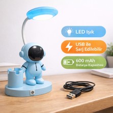 Toyska Astronot Figürlü LED Masa Lambası - USB Şarjlı - Mavi