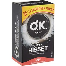 Okey Ultra Hisset 20'Li Vanilya Kokulu Prezervatif Çok İnce Formlu 1 Paket