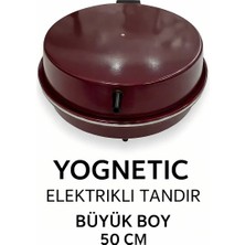 Yognetic Büyük Boy Elektrikli Tandır | Ekmek Yapma Makinesi | Statik Boyalı Çok Amaçlı Pişirici - 50 CM | BORDO