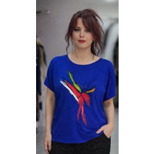 Baskılı Bisiklet Yaka T-Shirt