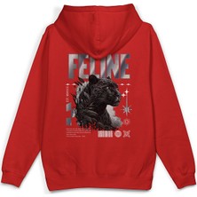 Overoz Feline Leopard Leopar Sırt Baskılı Kapüşonlu Yarı Oversize Unisex Sweatshirt Hoodie 1401