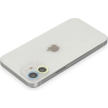  iPhone 12 Renkli Kamera Lens Koruma Cam - Sarı-Mavi