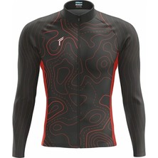 Freysport Topography Yazlık Uzun Kollu Bisiklet Forması Siyah - Kırmızı Nefes Alabilen Kumaş S Beden