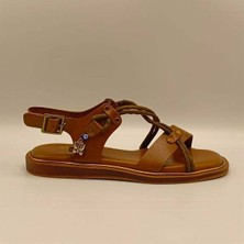 Ametist Belen Kahverengi Deri Düz Kadın  Sandalet