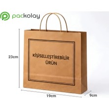 packolay Özel Baskılı Kraft Çanta-Içten Saplı [19X9X23 Cm]-Logo,mesaj Baskılı, Hediyelik PAKETLEME-500 Adet