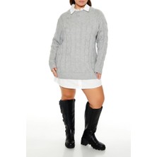 F21 Plus Size Kombin Triko Mini Elbise