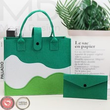Mega Design Yeni Sezon Dalga Desenli Keçe El Çantası ve Cüzdan Kombini ( 2'li Set )