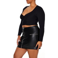F21 Plus Size Kruvaze Yaka Bluz