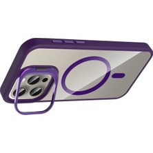  Apple iPhone 14 Pro Max Remim Lensli Magsafe Standlı Kapak - Derin Mor