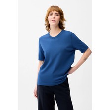 Love My Body Kısa Kol Triko Bluz Mavi 115L9830000