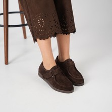 Ametist Alba Acı Kahve Hakiki Deri Süet Kadın Günlük Ayakkabı • Hafif Termo Taban, Ayarlanabilir Cırtlı Bant