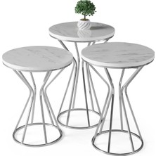 Levent Mobilya ve Aksesuar Vazo Zigon Sehpa, Krom Marmo