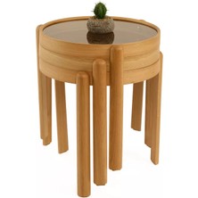 Levent Mobilya ve Aksesuar Swing 3’li Zigon Sehpa Camlı Çap 45CM