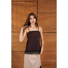 Cemo Kadın Dantel Detaylı Askılı Bluz