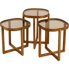 Levent Mobilya ve Aksesuar Troya 3’lü Zigon Sehpa Camlı