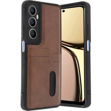  Realme C65 Sara Kartvizitli Deri Kılıf - Taba