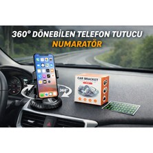 360 Dönebilen Numaratörlü Araç Içi Premium Telefon Tutucu Yapışkanlı Araba Telefon Tutacağı