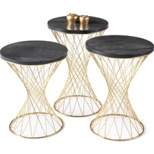 Levent Mobilya ve Aksesuar Pota Zigon Sehpa, Gold, Irony